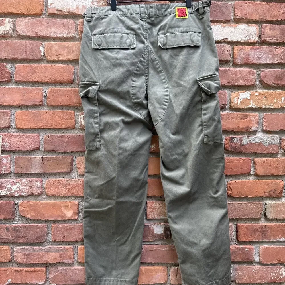 EMPYRE RELAX CARGO PANTS GREEN MENS SIZE 30x26 MILITARY SKATE Y2K BUTTON FLY